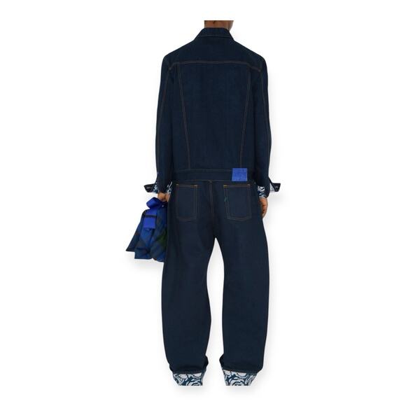 Mens London Navy Blue Denim Flocked Jacket XL $ 1790 Msrp - Picture 2 of 16